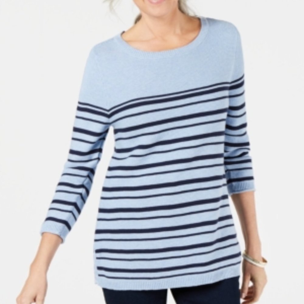 Karen Scott Womens Striped Long Sleeve Pullover